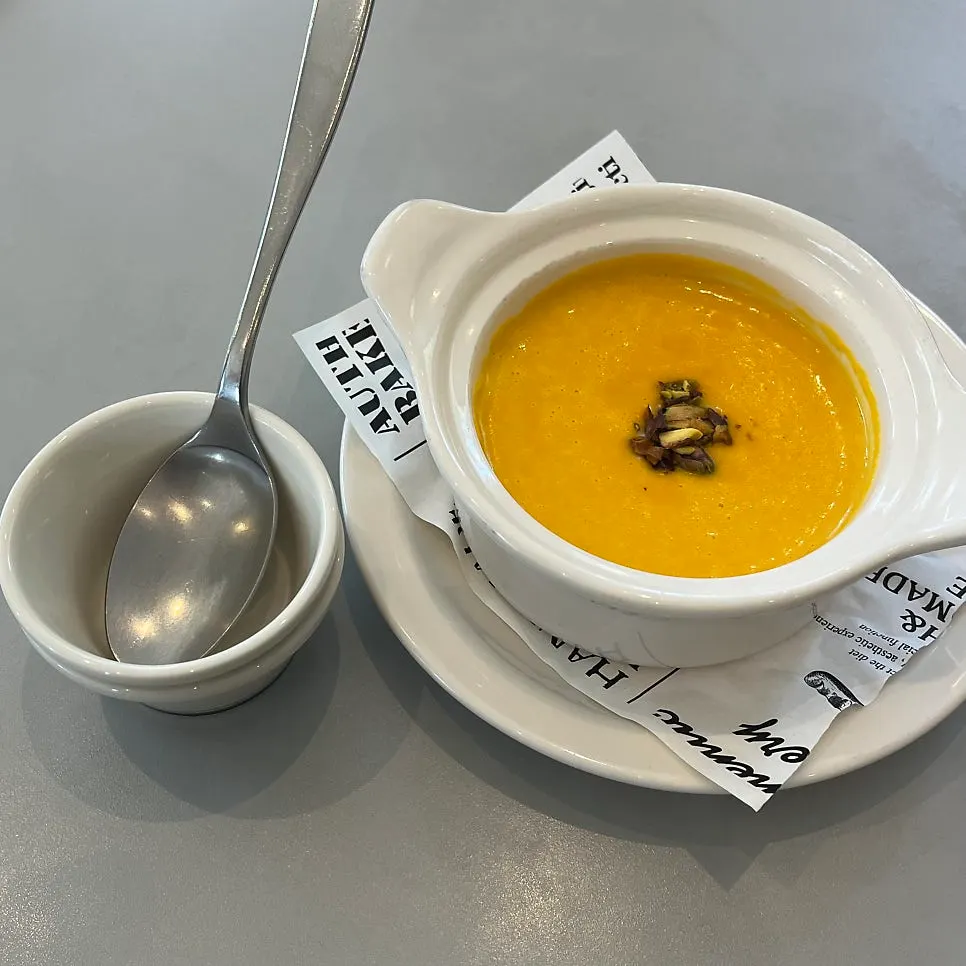 Bueokgan's signature pumpkin soup