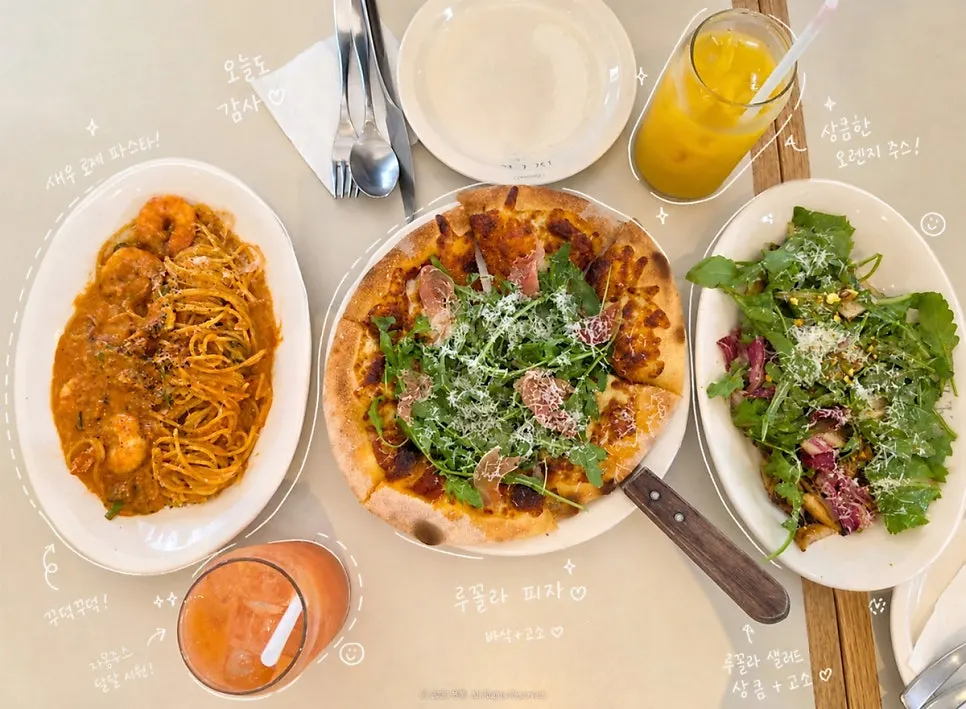 Two-person brunch set table at Bueokgan Suwan Branch