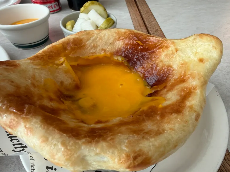 Pumpkin soup topped with pastry