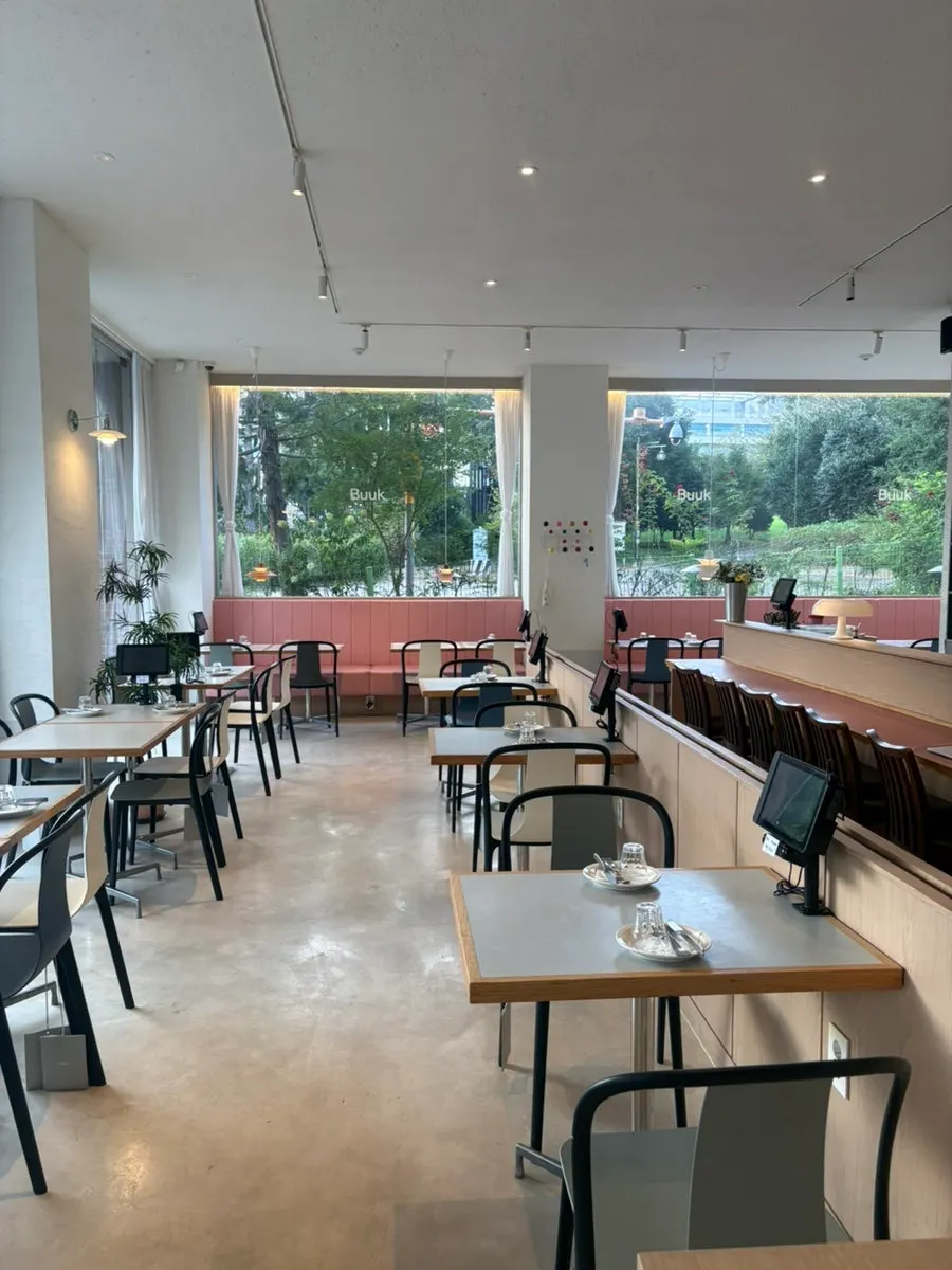 Floor-to-ceiling window view inside Bueokgan Suwan Branch