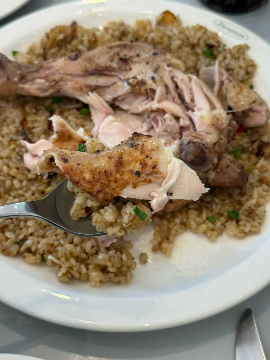 Close-up of the chicken leg in the Kung Pao pilaf