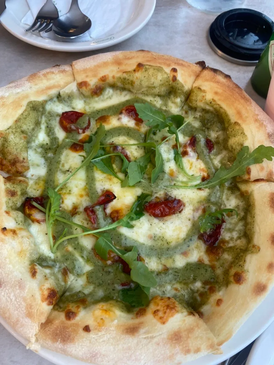 Pizza and risotto together on the table
