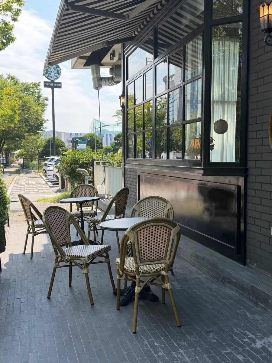 Restaurant entrance with a European-style exterior