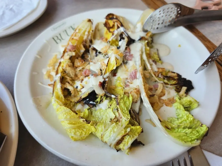 Napa cabbage Caesar salad at Bueokgan Sangmu Branch