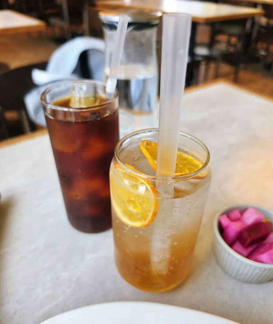 Iced Americano and apple earl grey ade