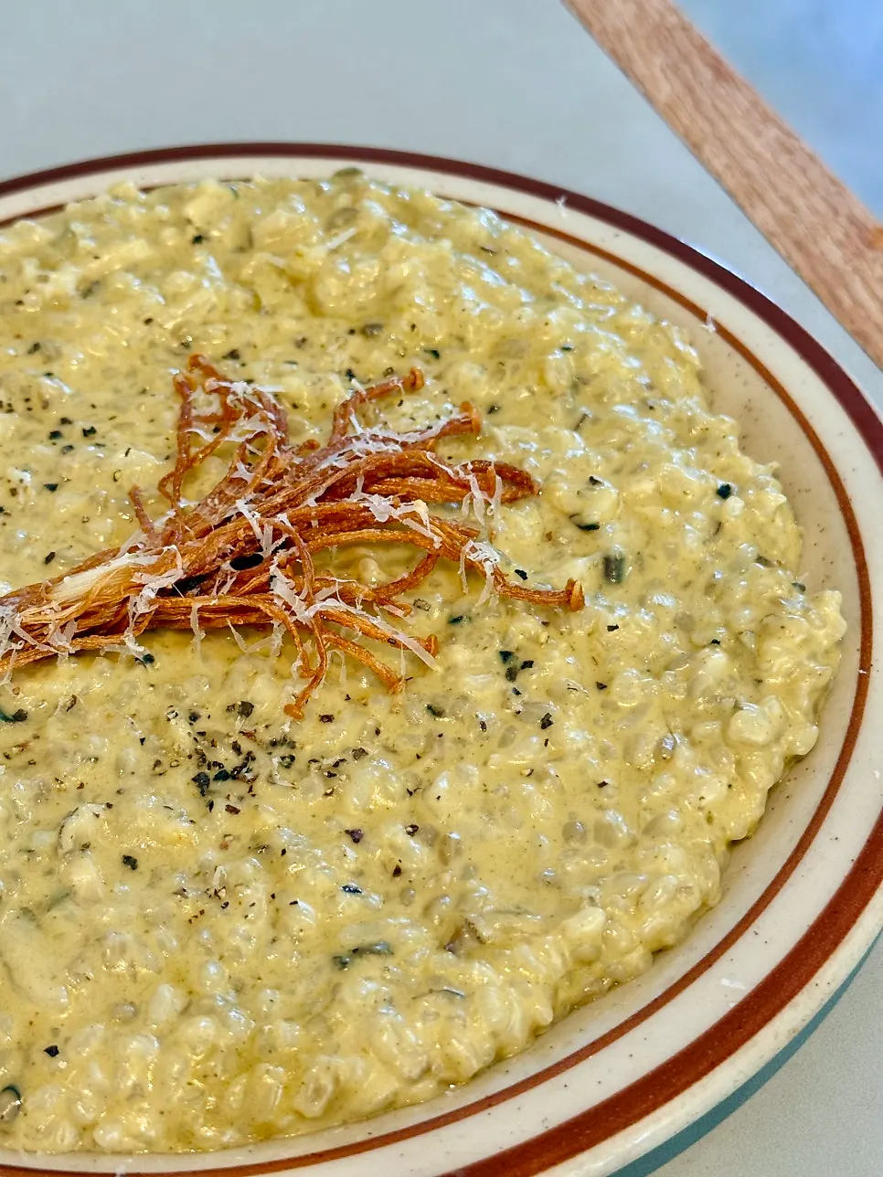 Cream risotto mixed with abalone innard sauce