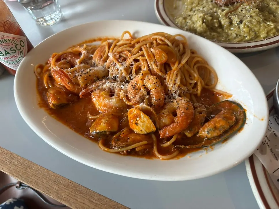 해산물 토마토 파스타 클로즈업