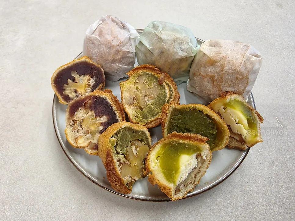 팥·말차·크림치즈 세 가지 맛 호두과자