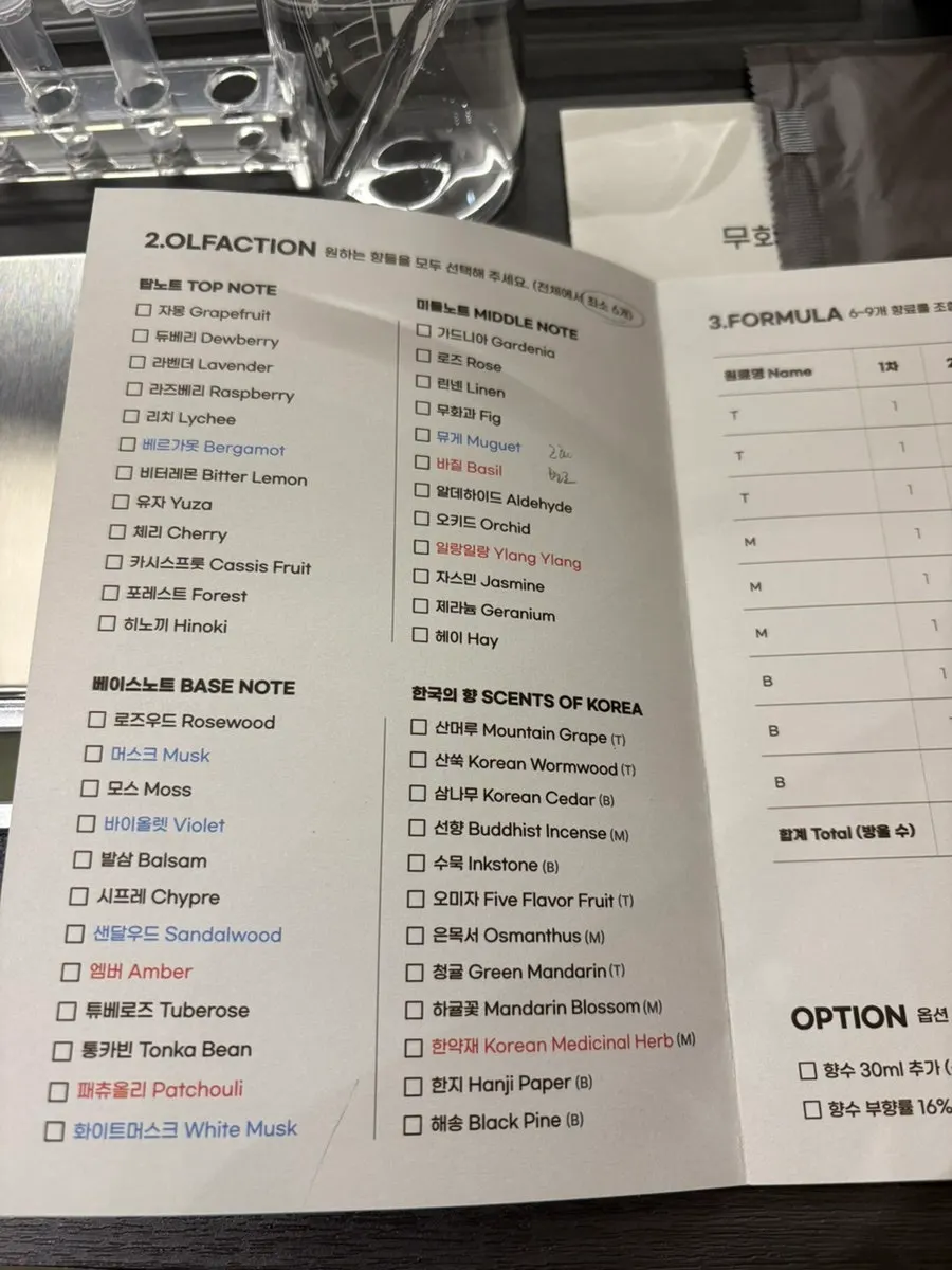Sampling various fragrance materials