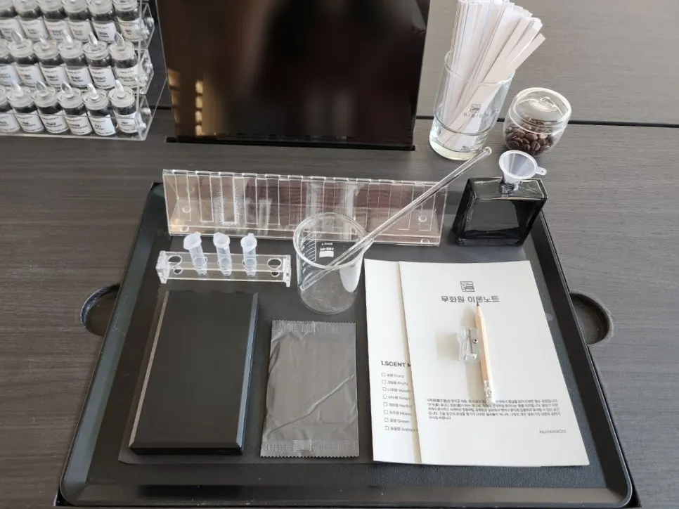Basic setup prepared at a perfume-making seat