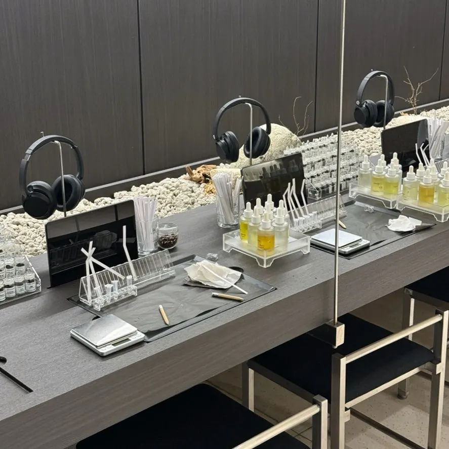 Studio interior decorated in white and black tones