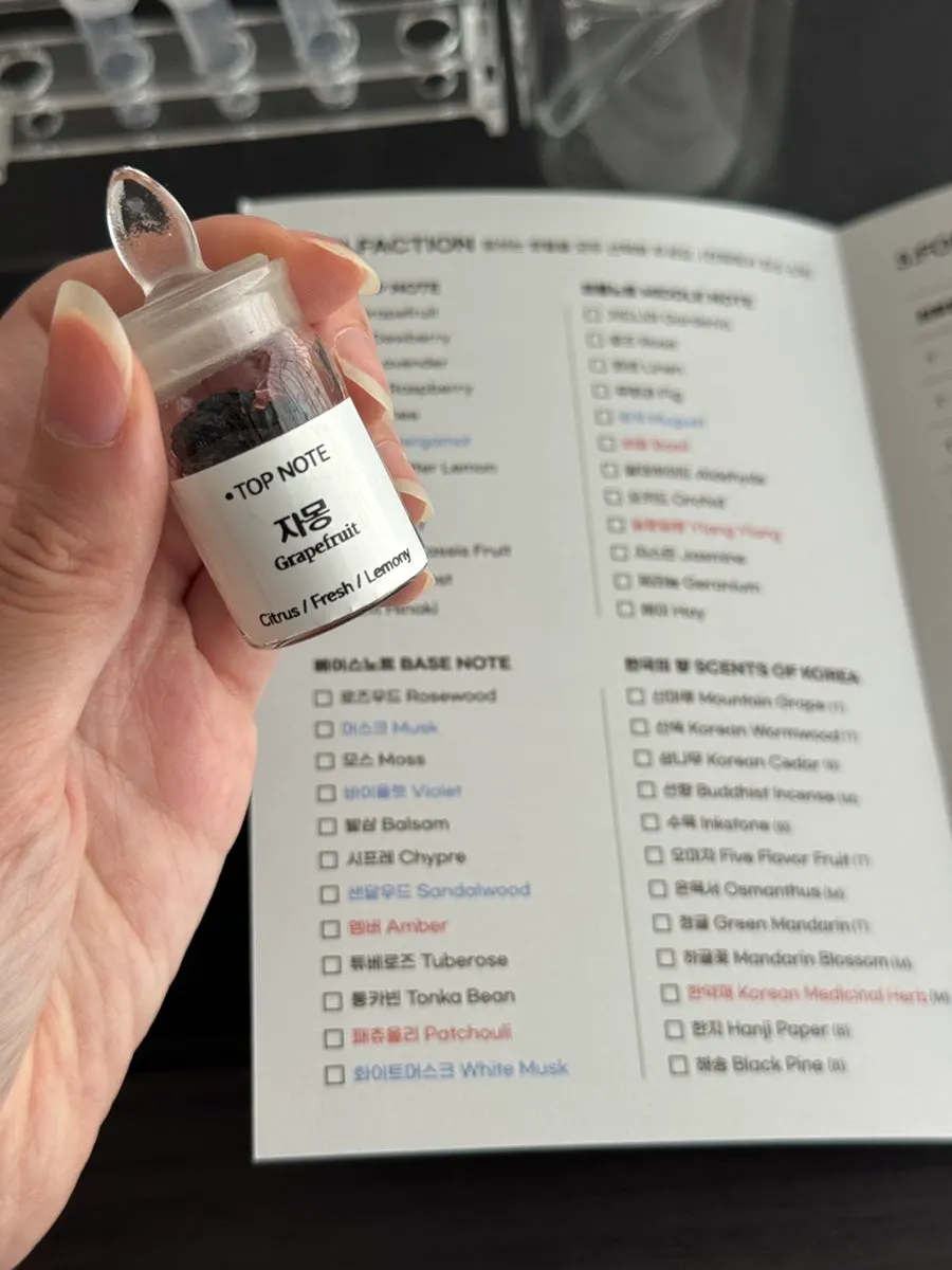 Worksheet for checking off scent preferences
