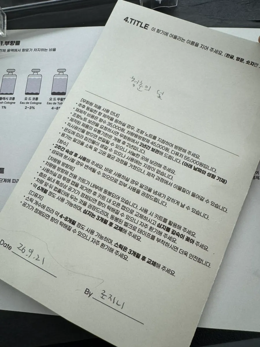완성된 50ml 프리미엄 향수병