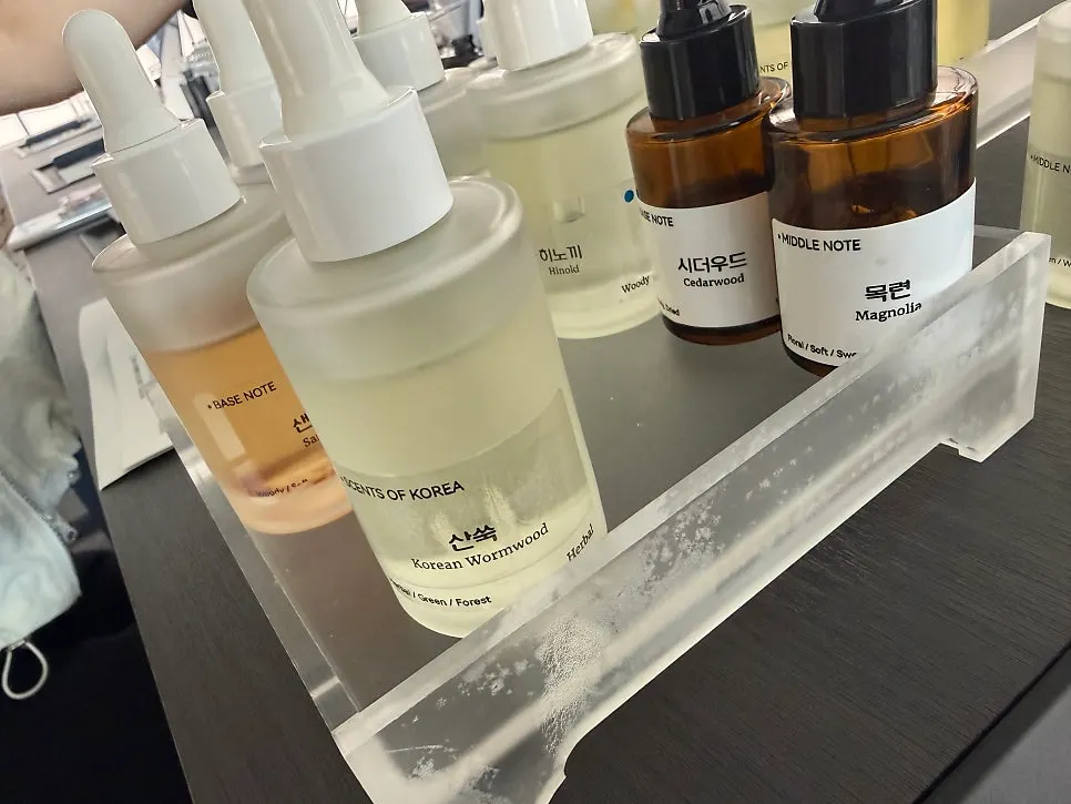 Testing fragrances at Muhwawon Perfume Workshop