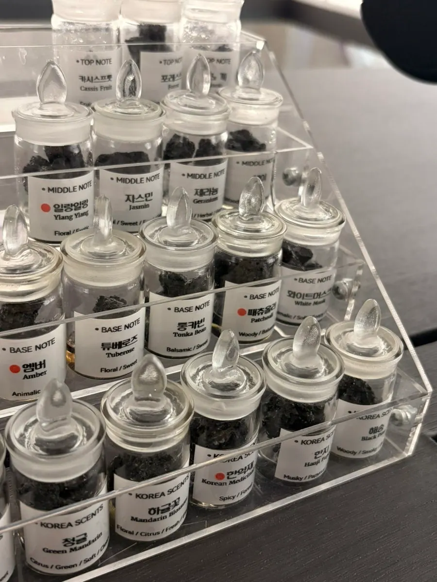 Grapefruit and dewberry fragrance bottles