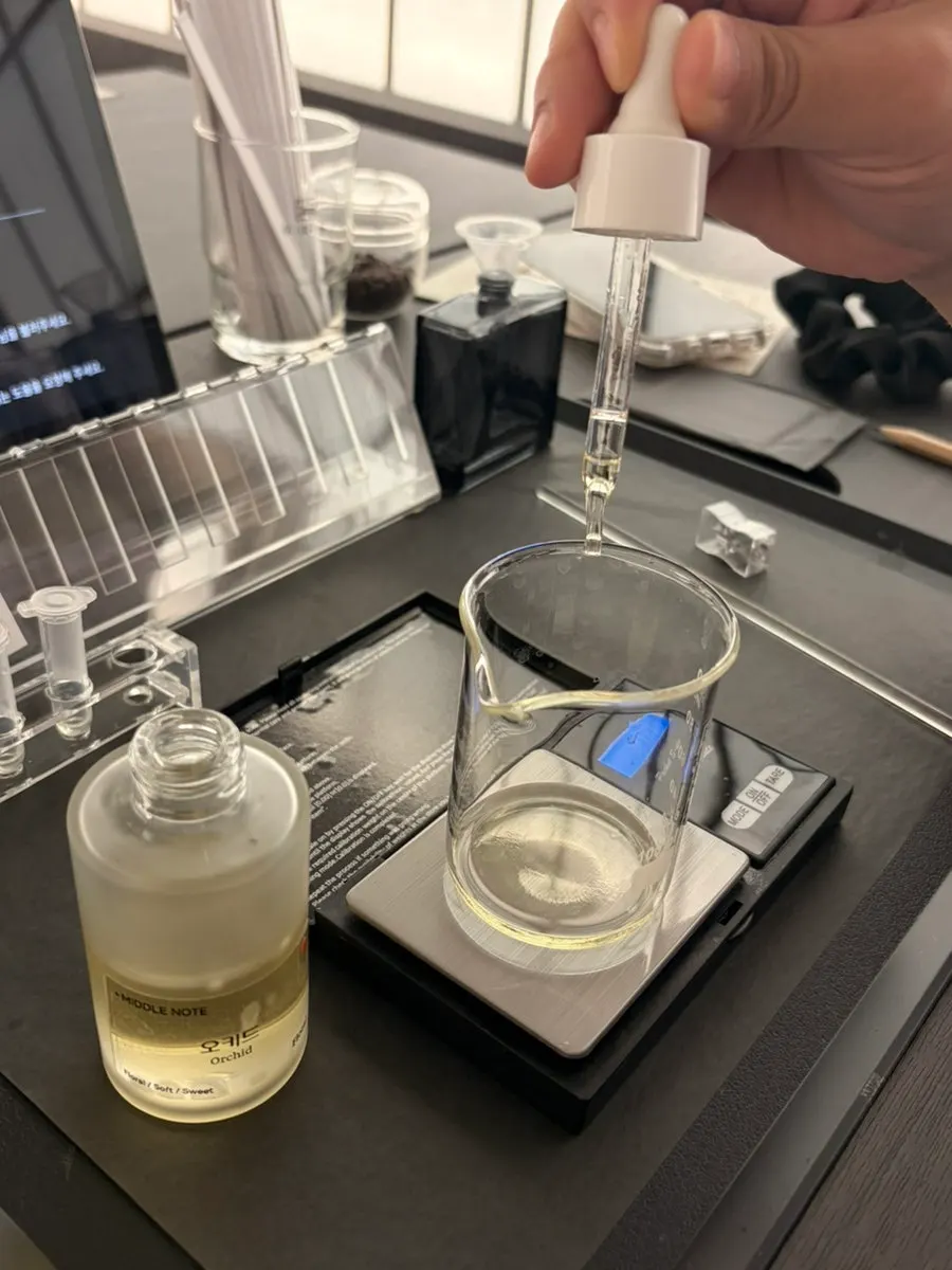Beaker at the final blending stage
