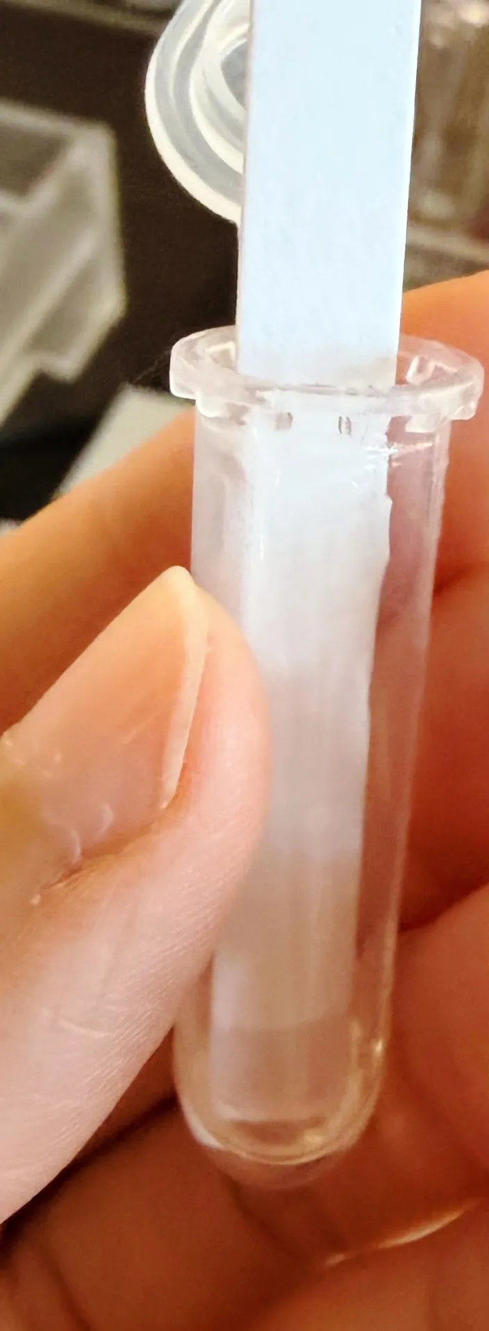 Test strips with multiple fragrances sampled