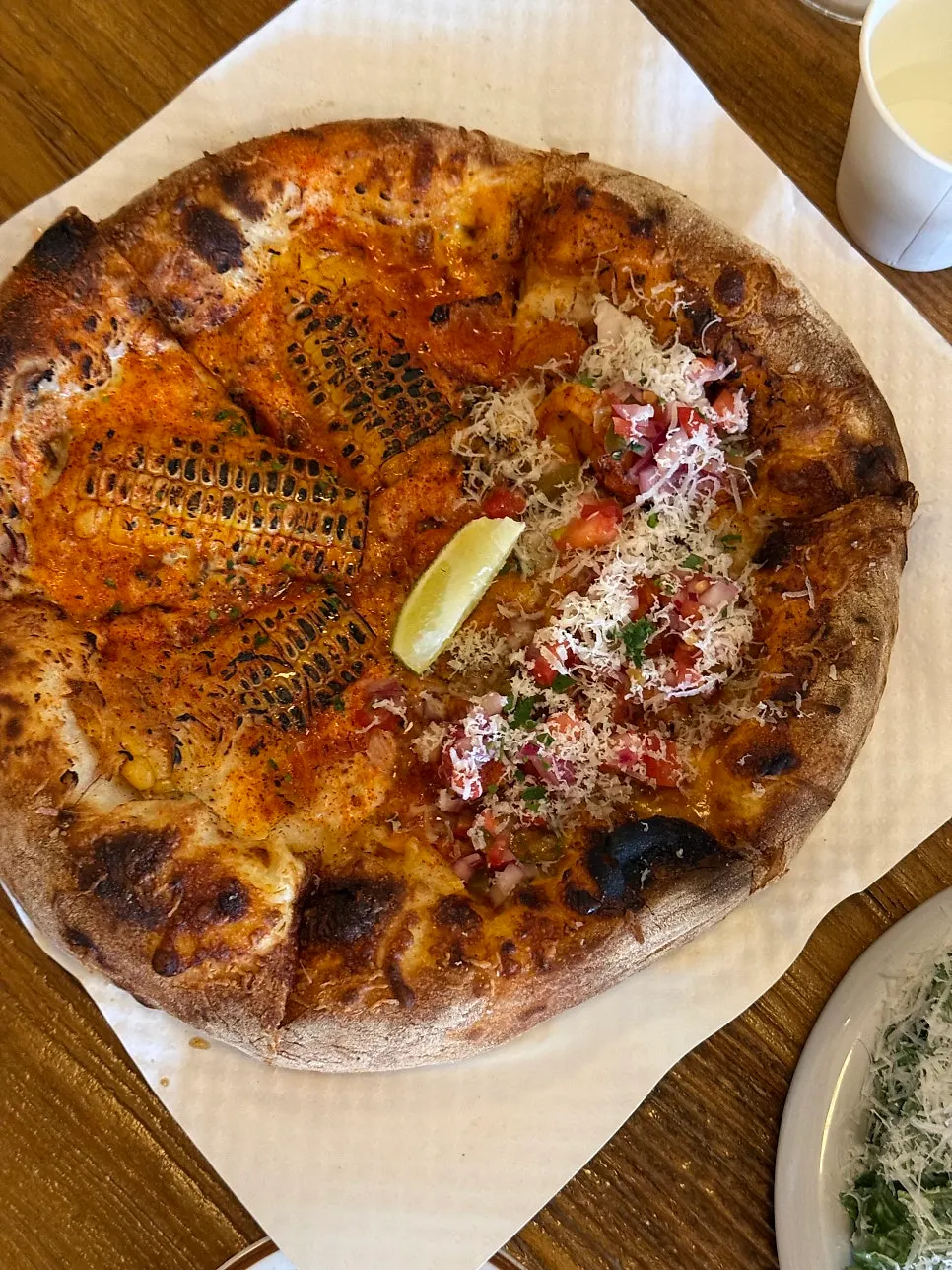 Half-and-half pizza ideal for two