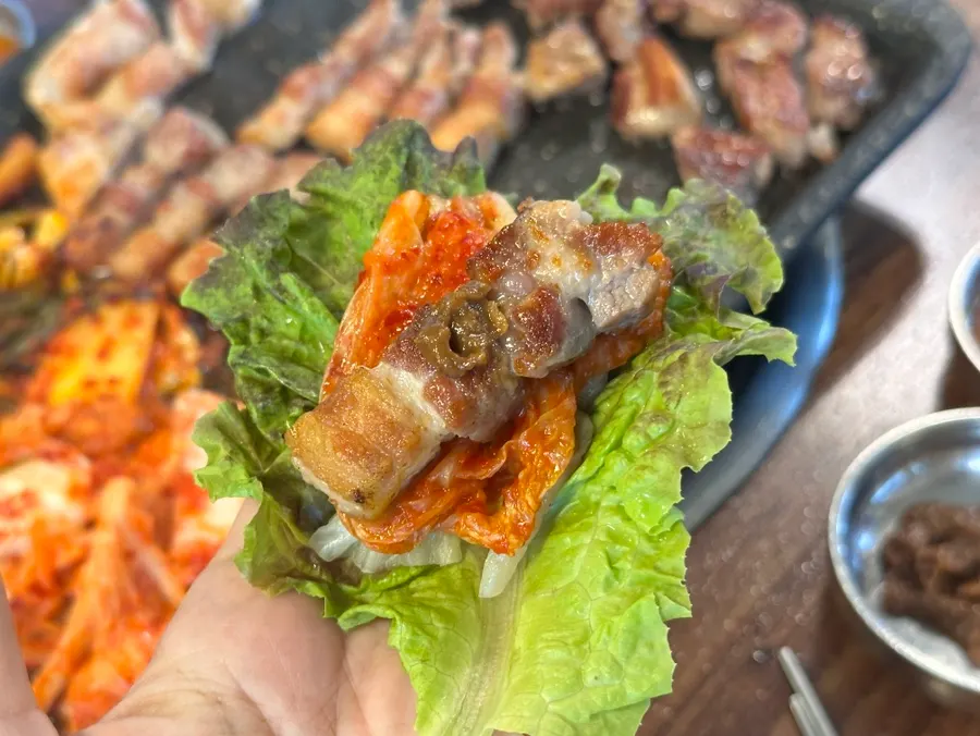 Pork belly that seemed good for eating with a child