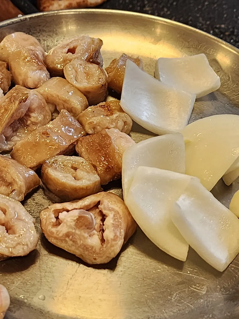 Whole pork belly paired with green-onion kimchi