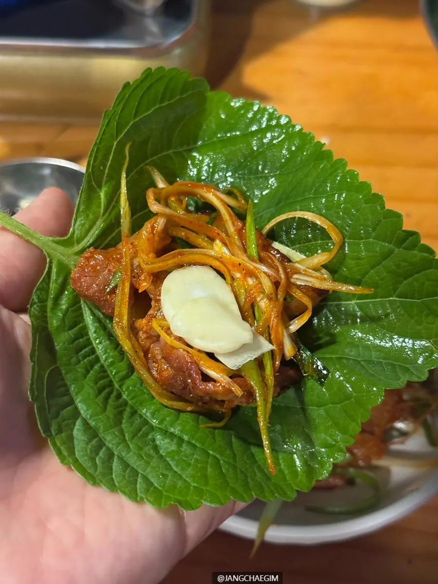 Spicy-sweet gochujang bulgogi topped with scallion strips