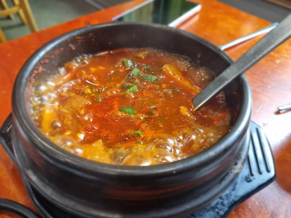 Doenjang jjigae served with rice