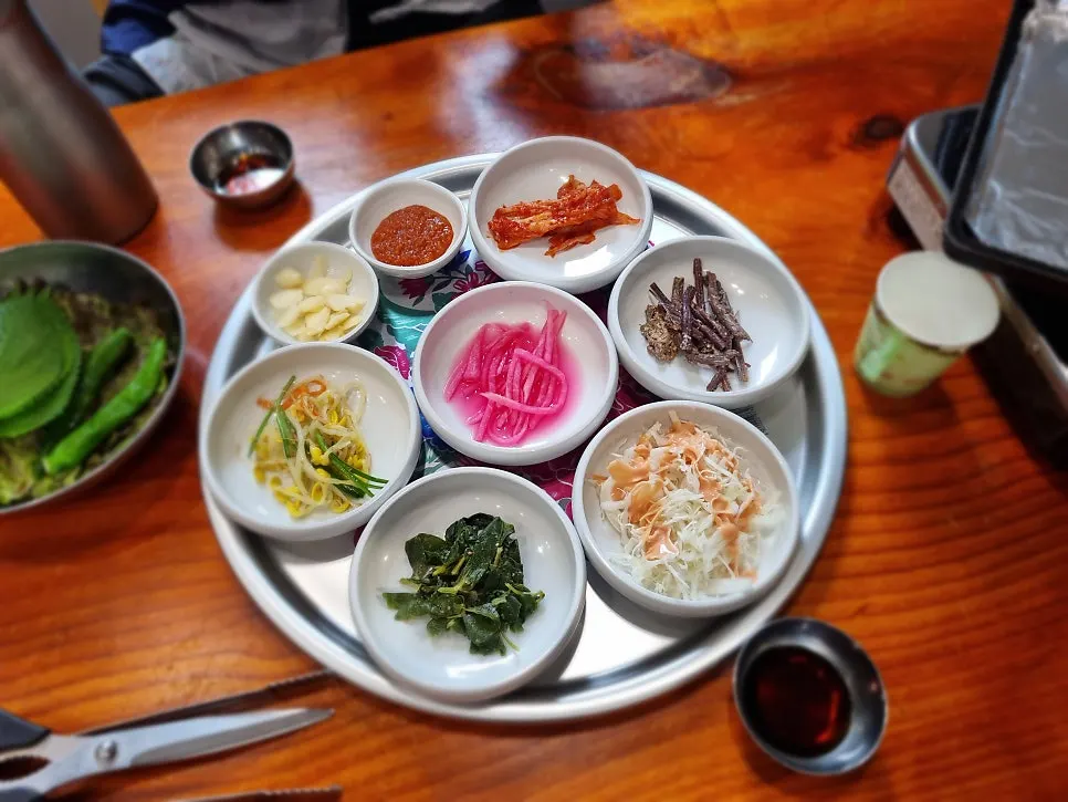 Egg custard served alongside the doenjang jjigae
