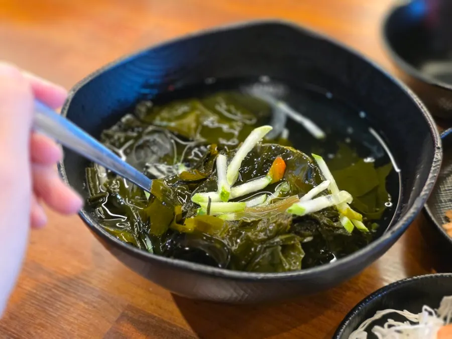 A bowl of cold seaweed soup