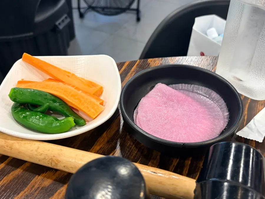 Ttaengcho, carrot, and mu-ssam side dishes
