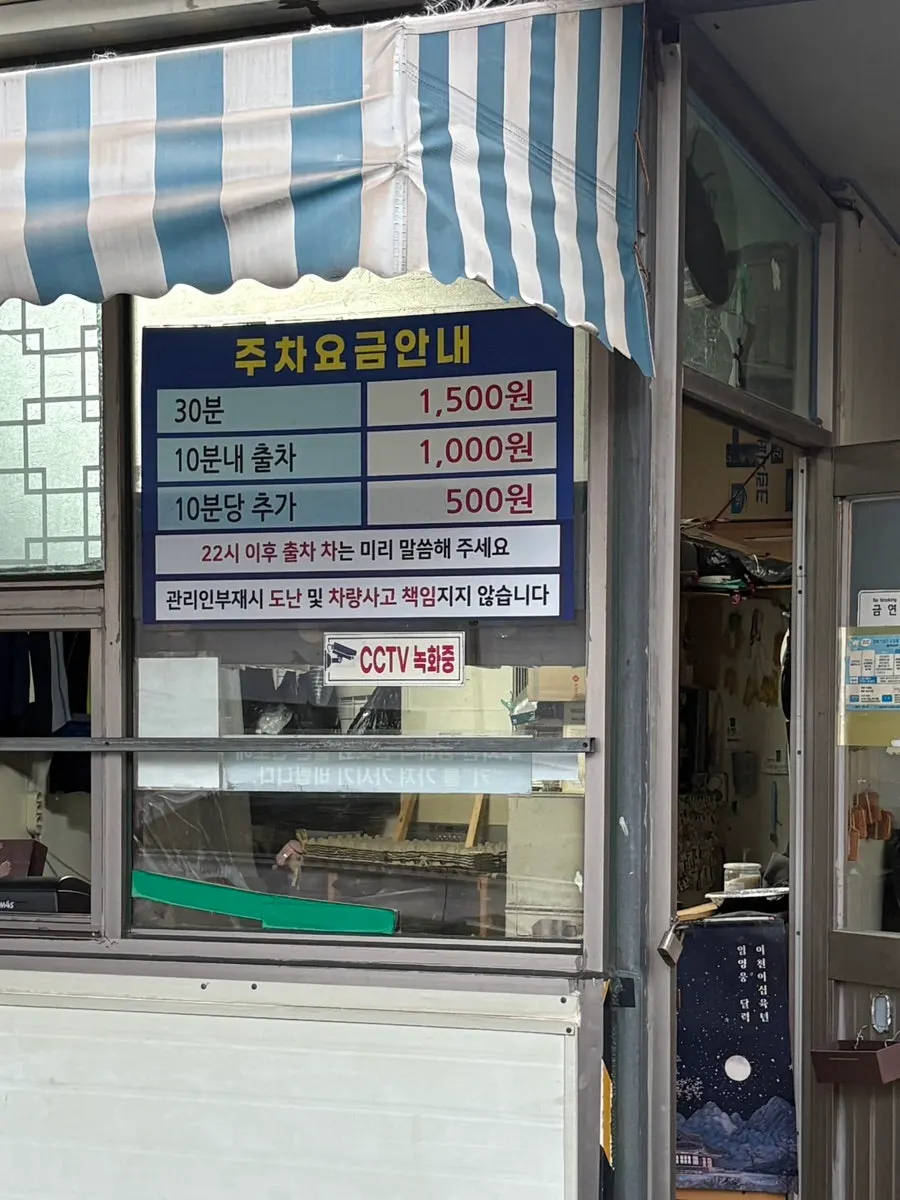 店の向かいの路地にあるミョンソン駐車場の様子