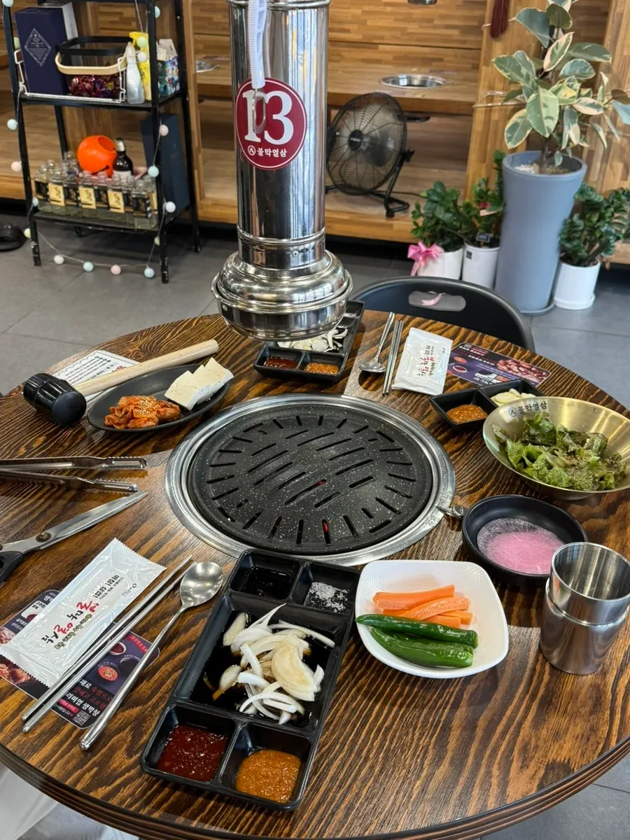 Side dishes set up in advance after reservation