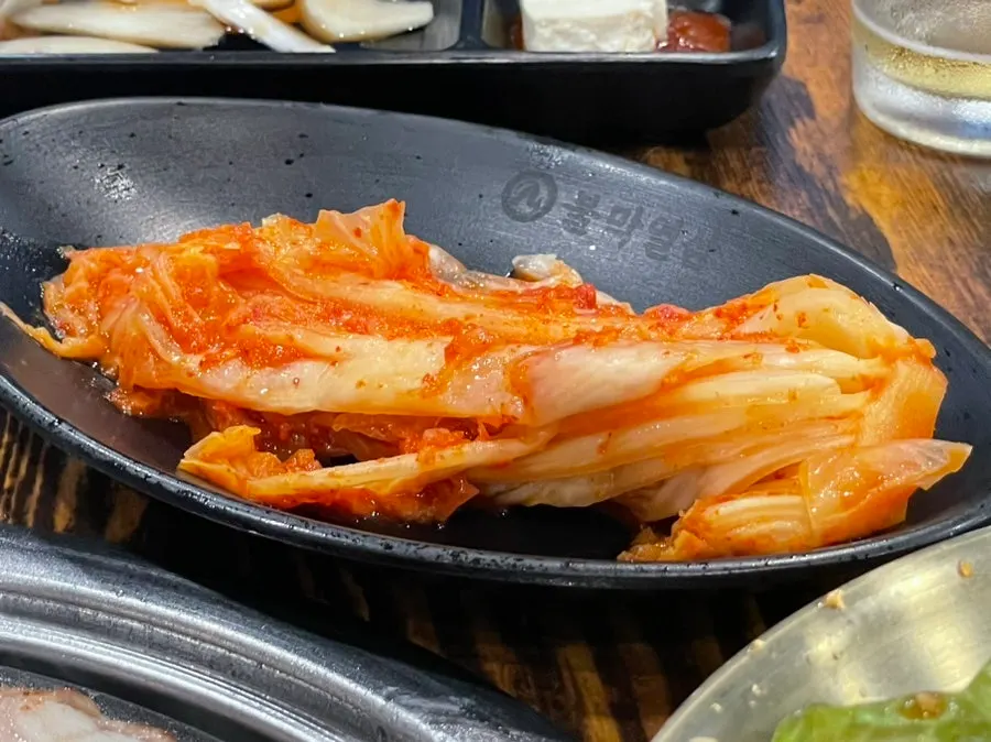 Domestic napa cabbage kimchi served for grilling