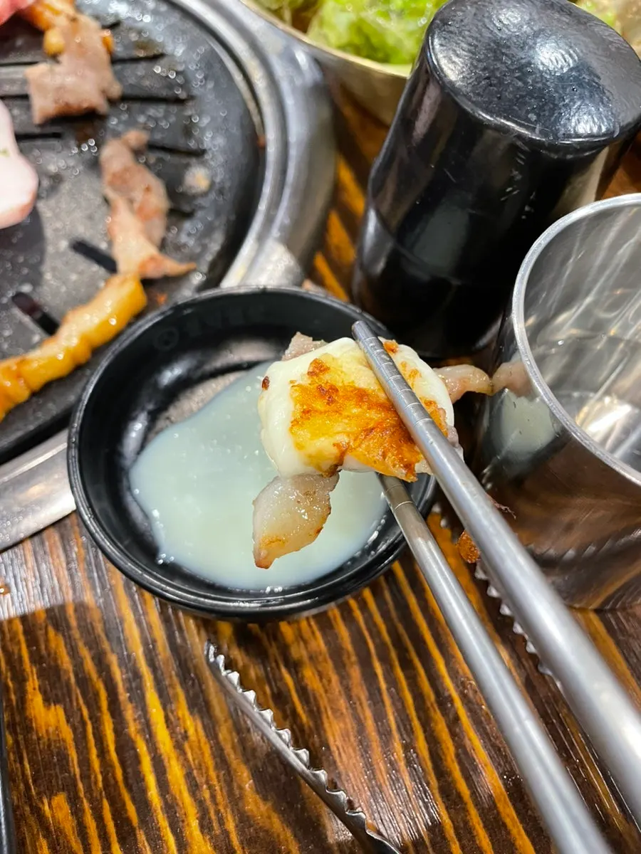 Grilled cheese dipped in condensed milk