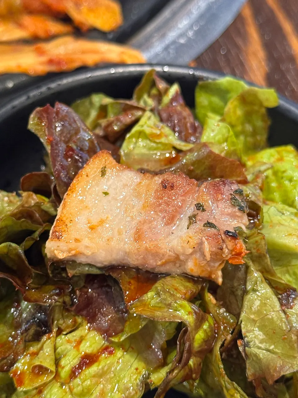 Pork belly cooked golden outside and moist inside