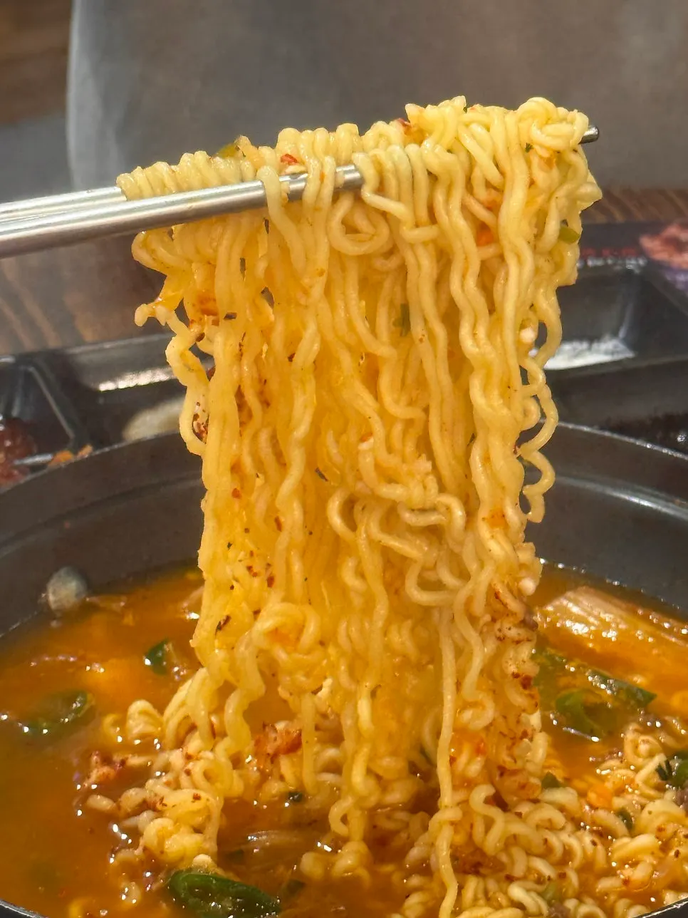 Spicy ttaengcho ramyeon with chewy noodles