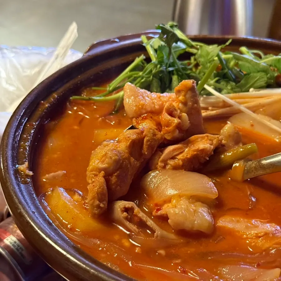 Gopdoritang broth and ingredients boiling