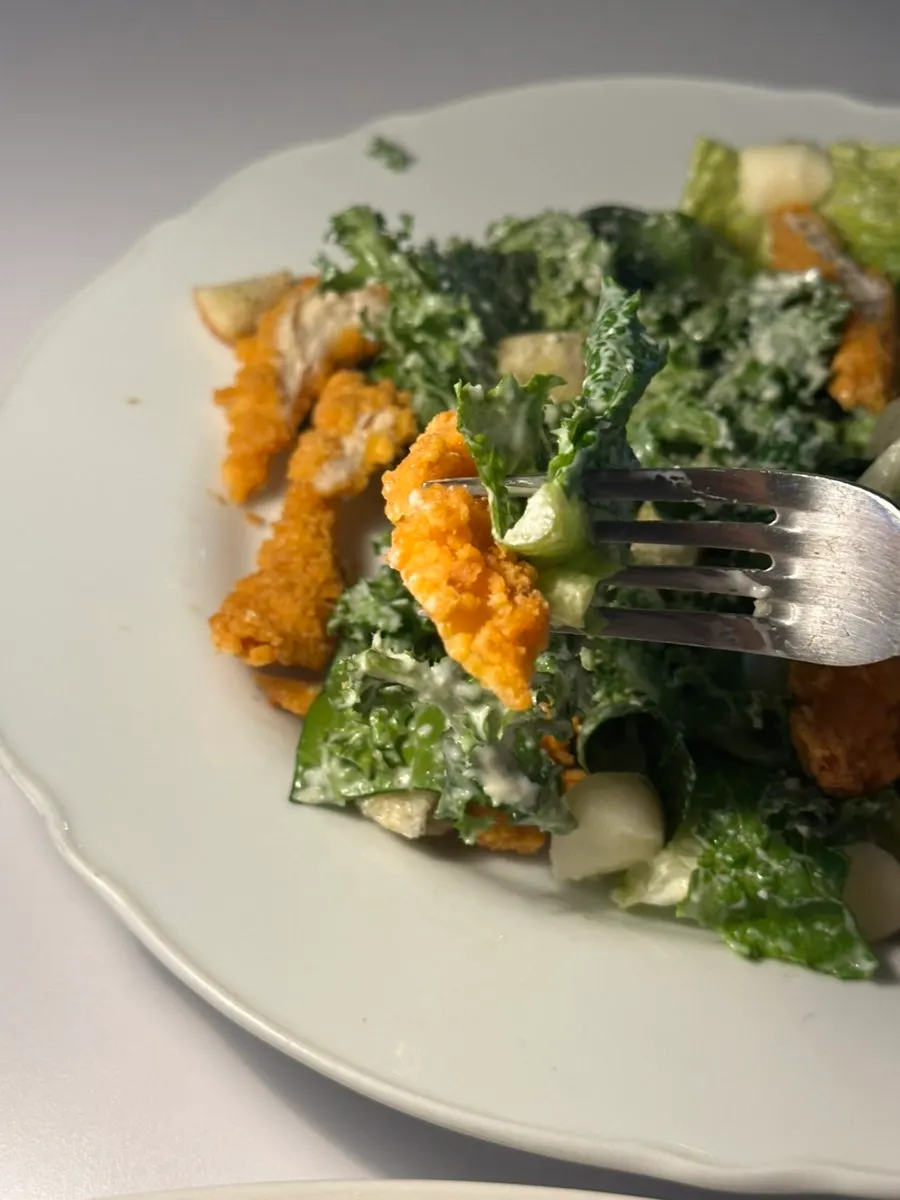 Caesar salad with added chicken tenders