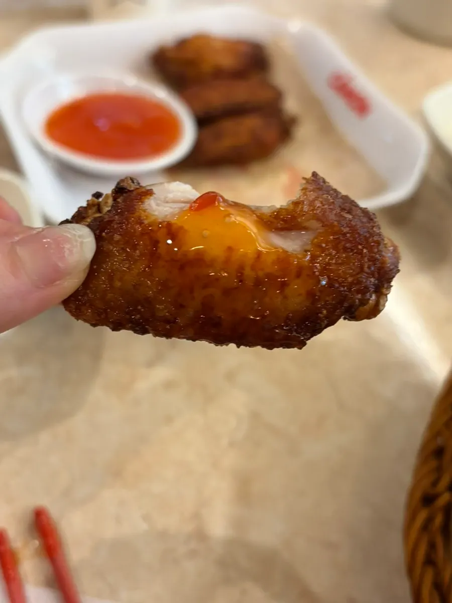Close-up of the fried chicken wings plate