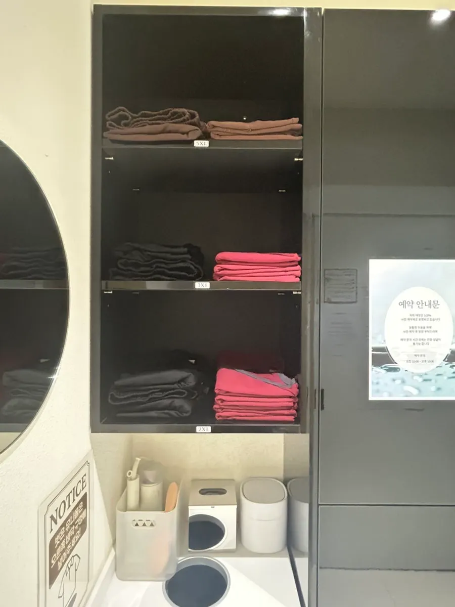 Neatly organized men's changing room