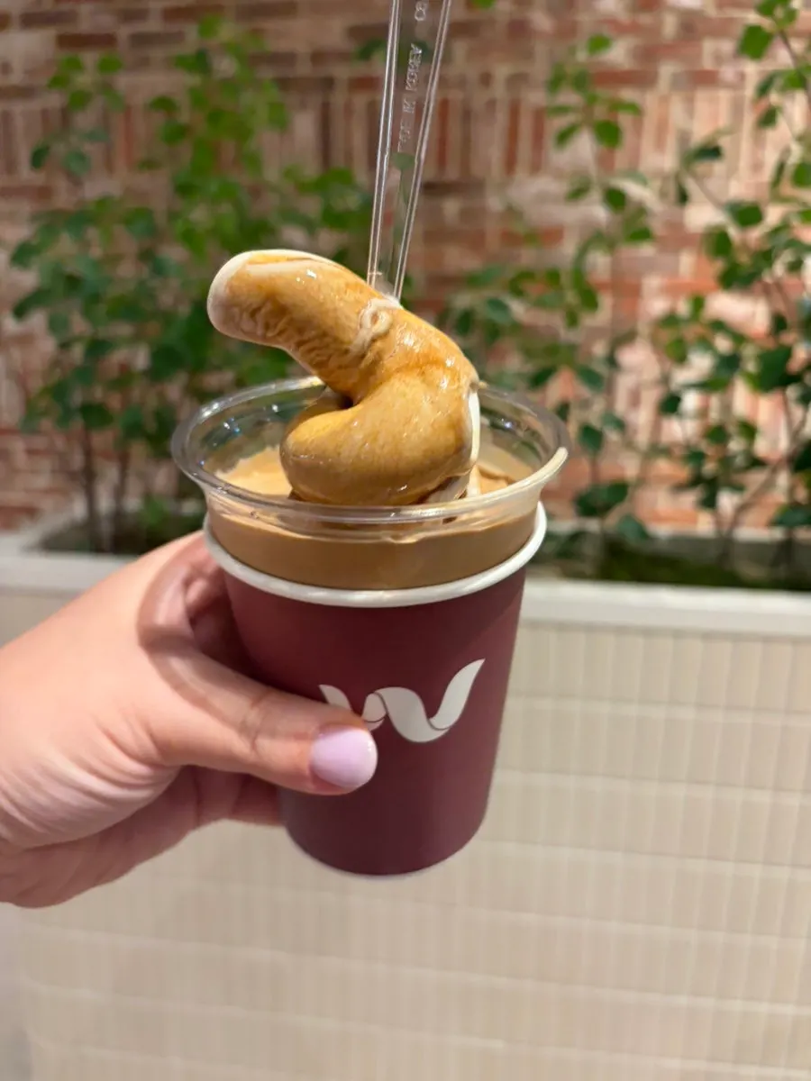 Mixed Wunder Gato with hojicha and vanilla side by side