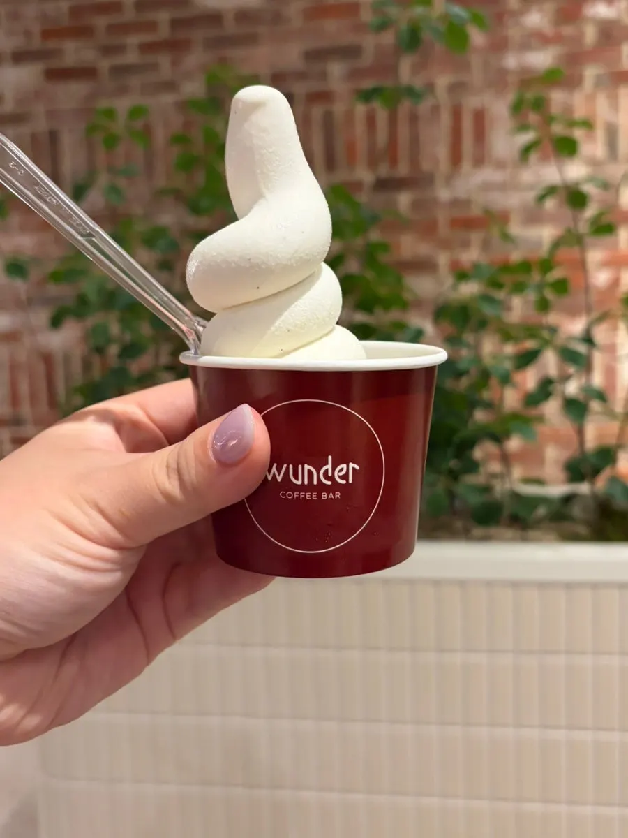 Vanilla soft ice cream with the cinnamon powder left off