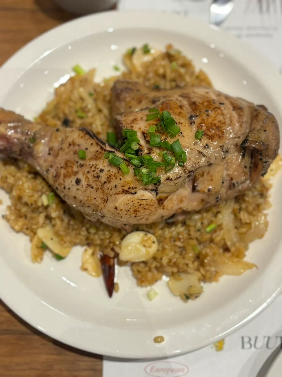 A plate of kung pao chicken pilaf