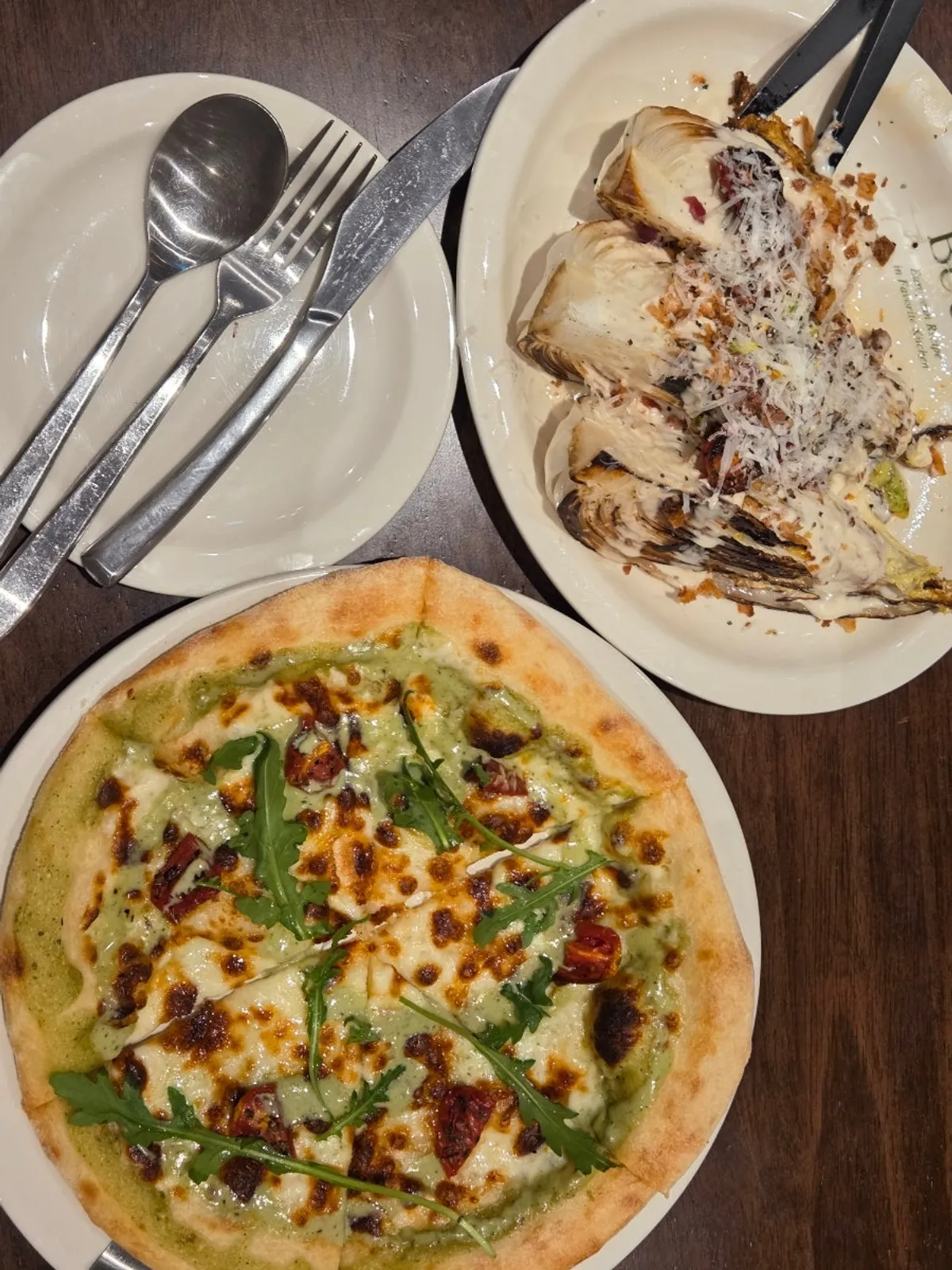 Bueokgan's basil margherita pizza topped with arugula