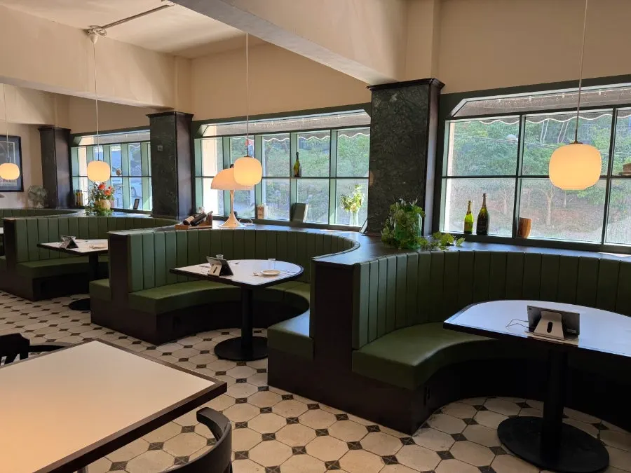 Vintage furniture and lighting inside Bueokgan Haeundae Branch