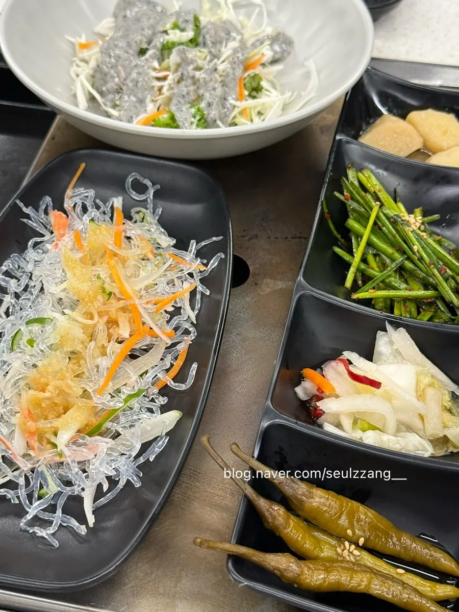 Side dishes served with boneless braised monkfish