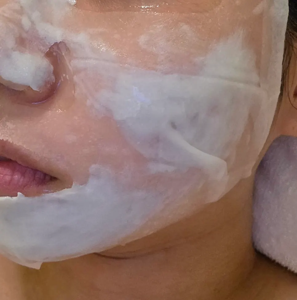 Facial care being performed in the treatment room