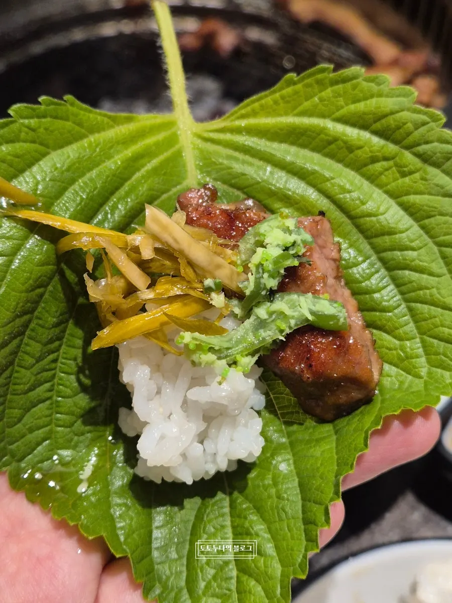 A fully cooked piece of pork seasoned galbi