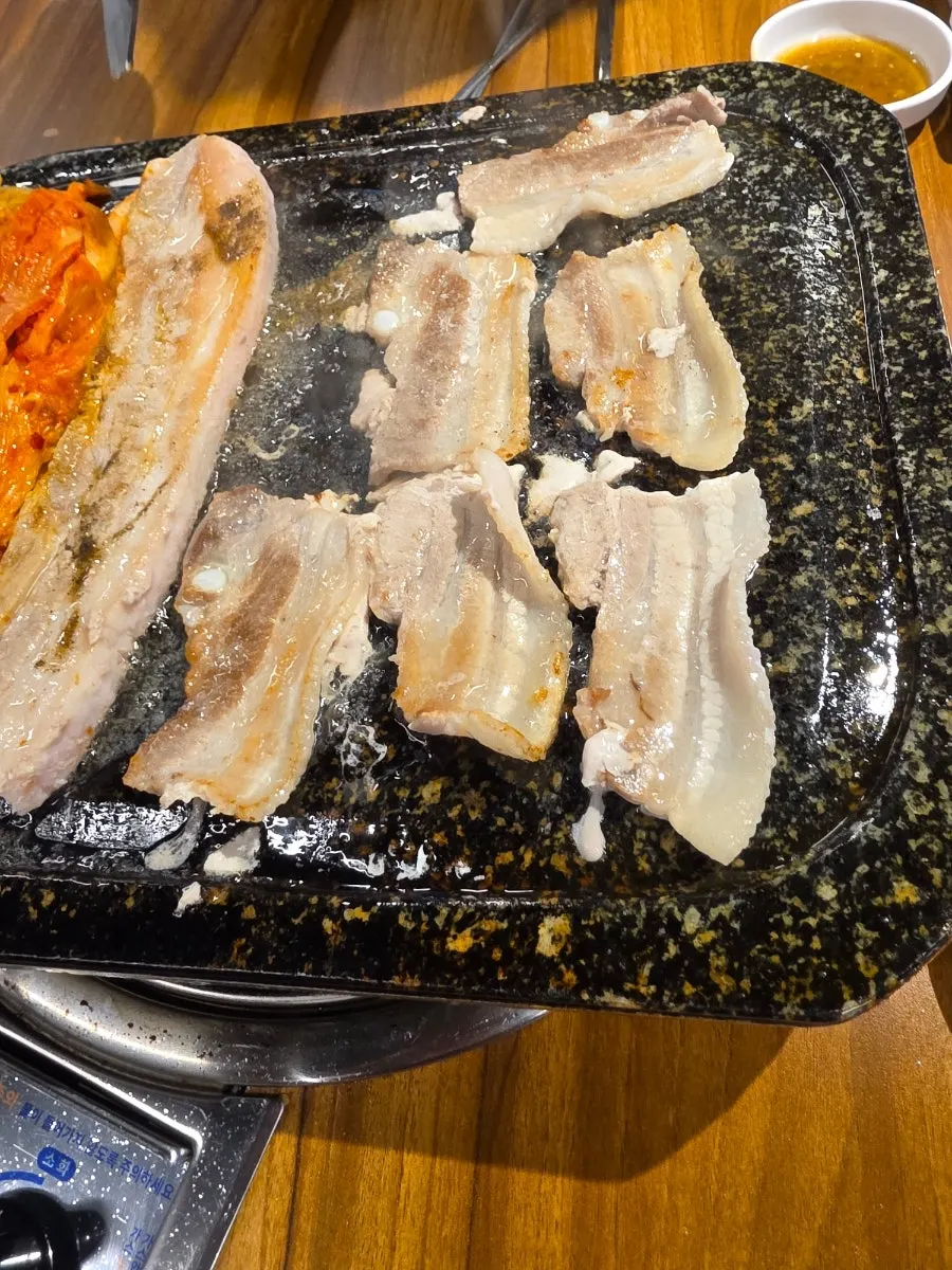 Crispy minari shrimp pancake