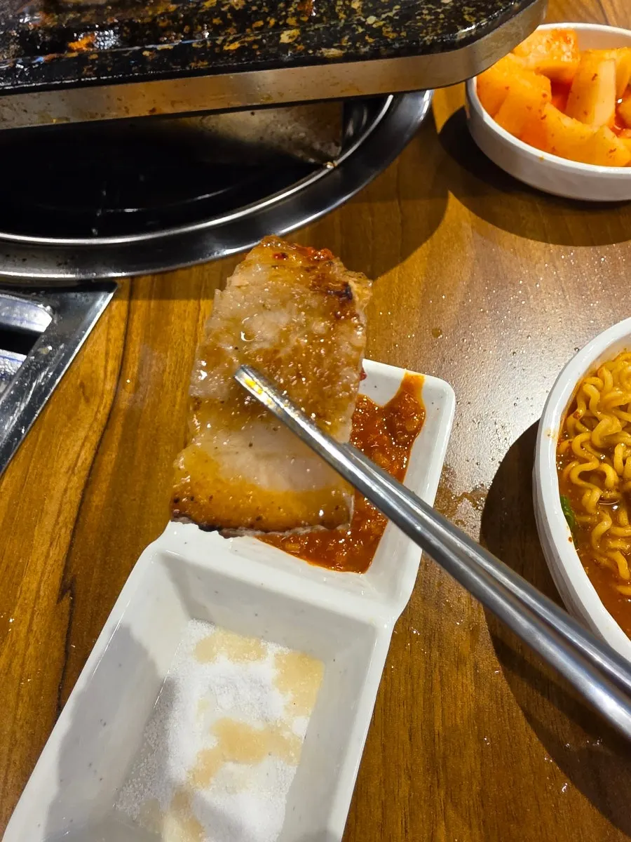 Minari shrimp pancake in the set menu