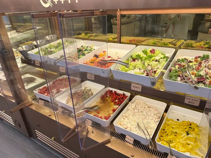 Buffet corner with Western food and meat dishes